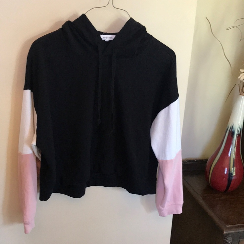 Stitch & Pine black, white and pink women’s hoodie size Large